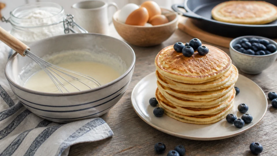 Pancakes using buttermilk prepared for Pancake World.