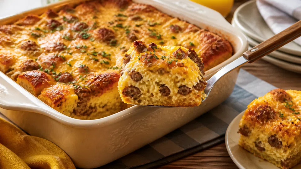 Paula deen breakfast casserole prepared for Pancake World.