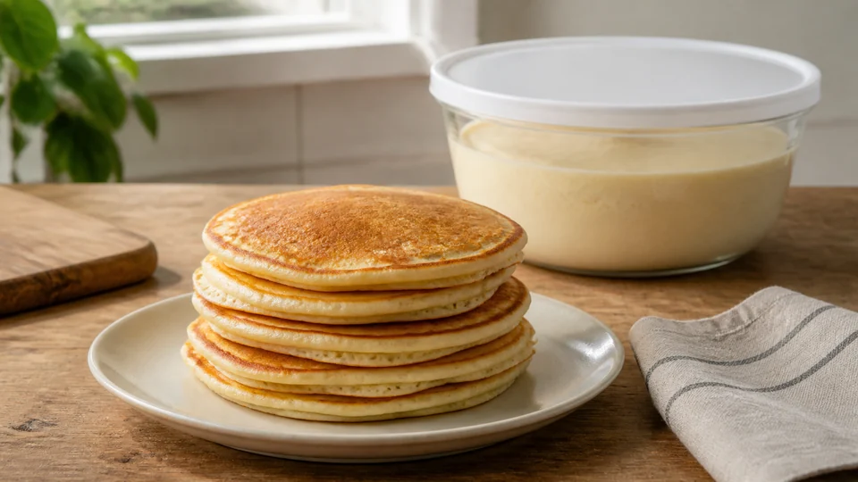 Premake pancake batter prepared for Pancakes World.