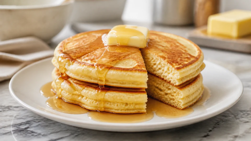 Preppy Kitchen buttermilk pancakes prepared for Pancakes World.