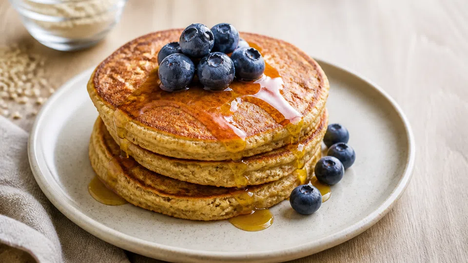 Quinoa flour pancakes prepared for Pancake World.