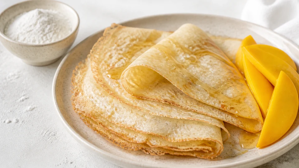 Rice flour pancakes without baking powder prepared for Pancakes World.