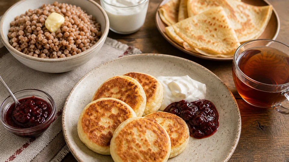 Russian breakfast prepared for Pancakes World.