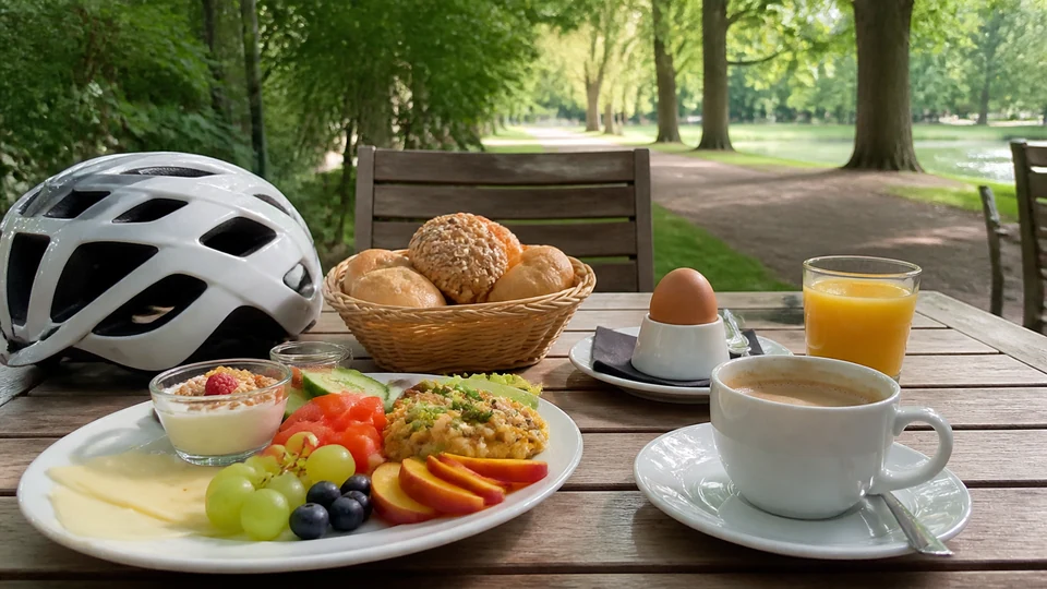 Editorial breakfast scene illustrating Schwabing Breakfast and the Northern English Garden