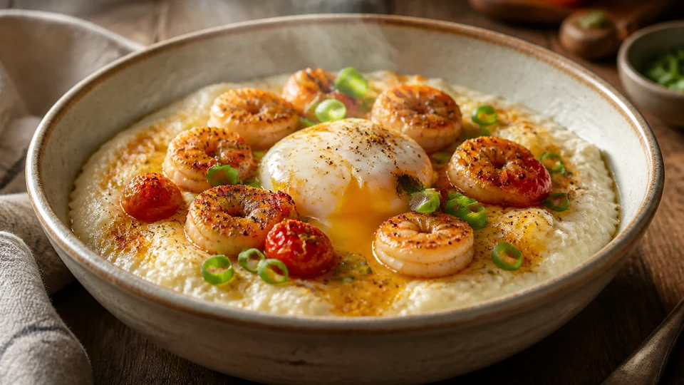 Shrimp breakfast recipes prepared for Pancakes World.
