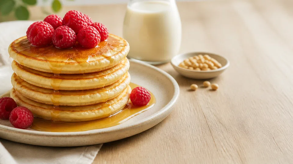 Soy milk pancakes prepared for Pancake World.