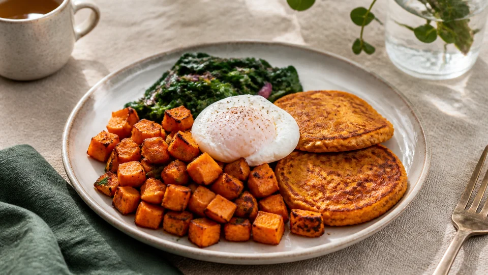 Sweet potato brunch recipe prepared for Pancakes World.