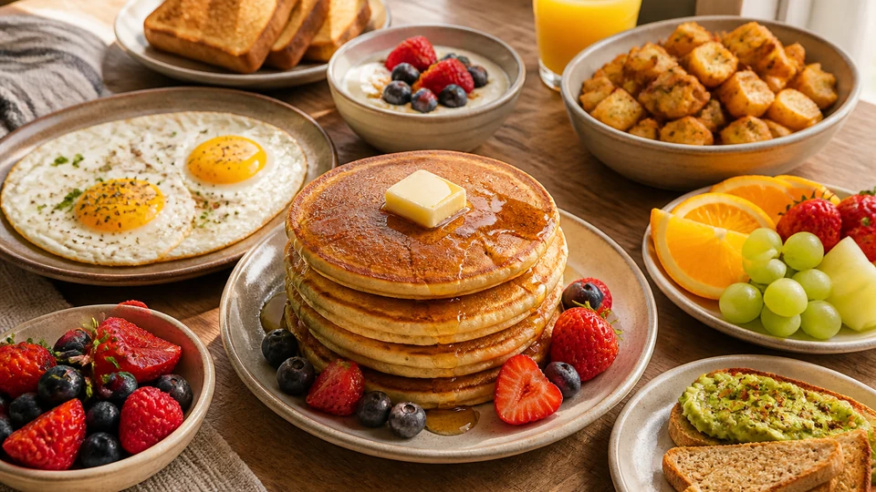 Tasty brunch recipes prepared for Pancakes World.