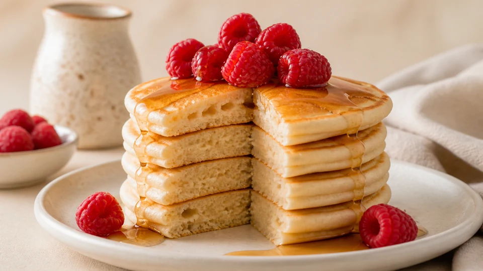 Tasty fluffiest vegan pancakes prepared for Pancakes World.