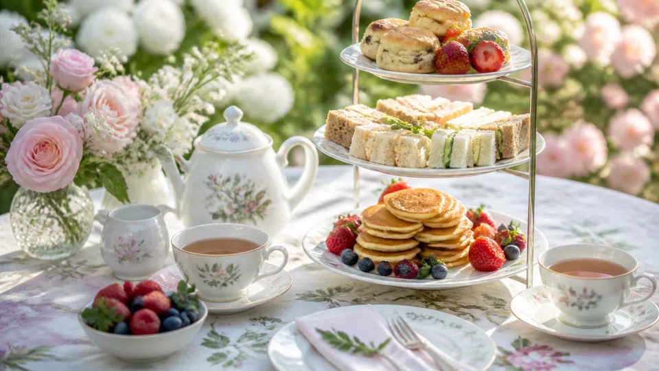 Tea party brunch ideas prepared for Pancake World.
