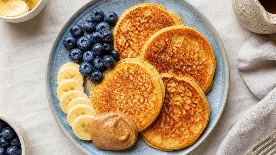 Vegan almond flour pancake recipe prepared for Pancake World.