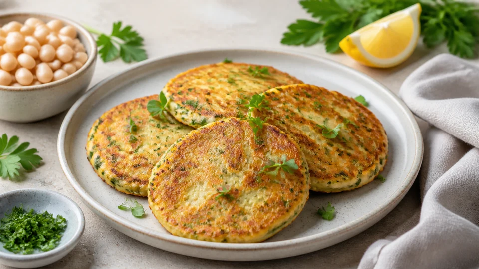 Vegan bean pancakes prepared for Pancakes World.
