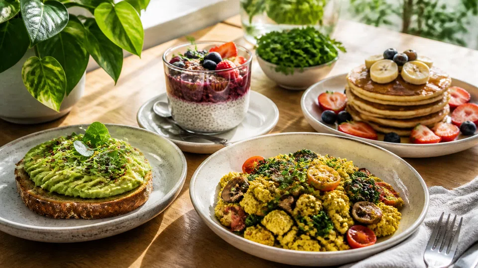 Vegan breakfast foods prepared for Pancake World.