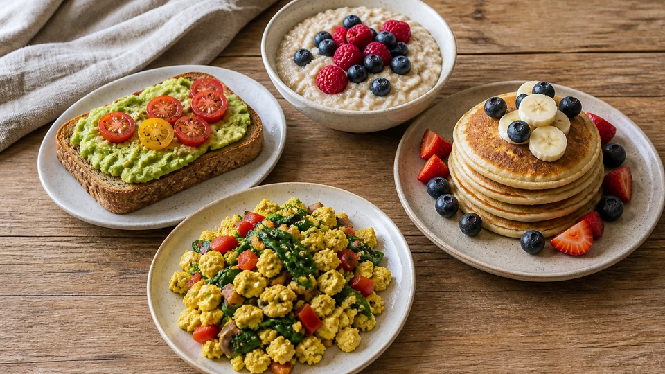 Vegan breakfast options prepared for Pancakes World.