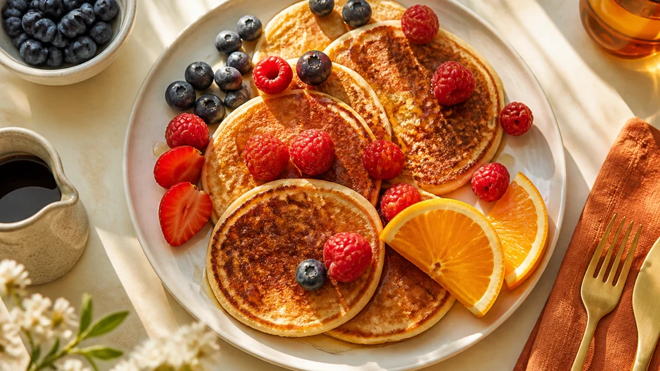 Vegan breakfast pancakes prepared for Pancake World.