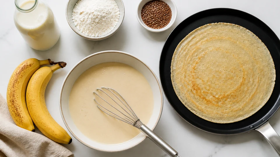 Vegan crepe ingredients prepared for Pancake World.