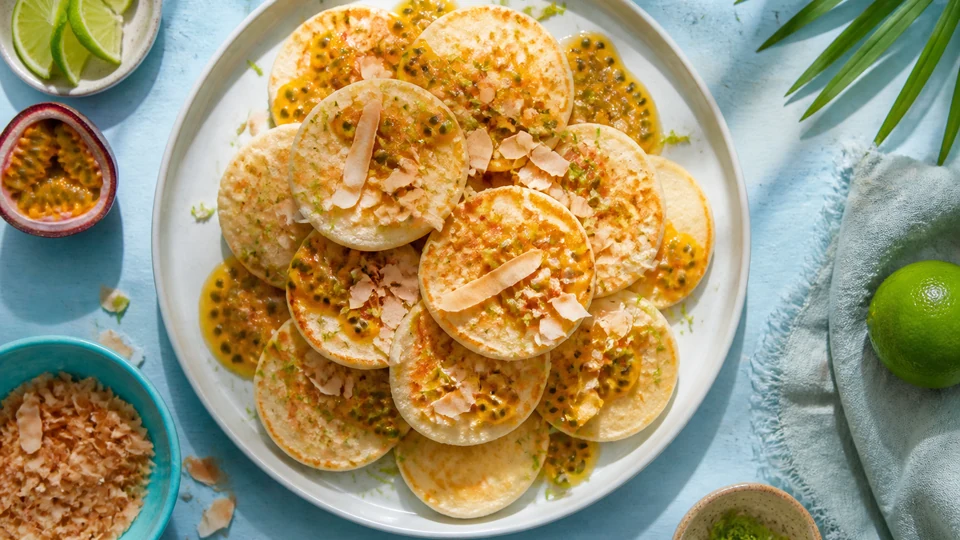 Vegan gluten free coconut flour pancakes prepared for Pancake World.