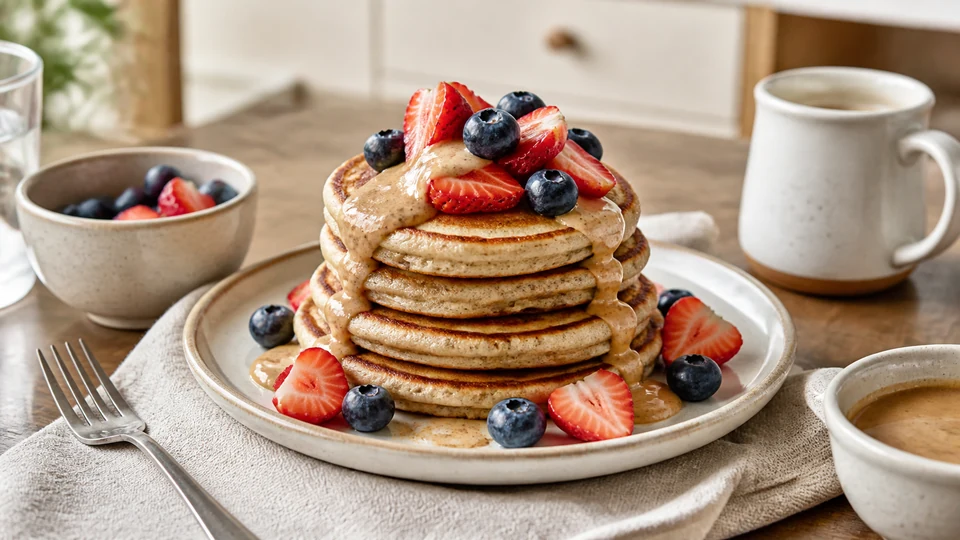 Vegan nut free pancakes prepared for Pancakes World.