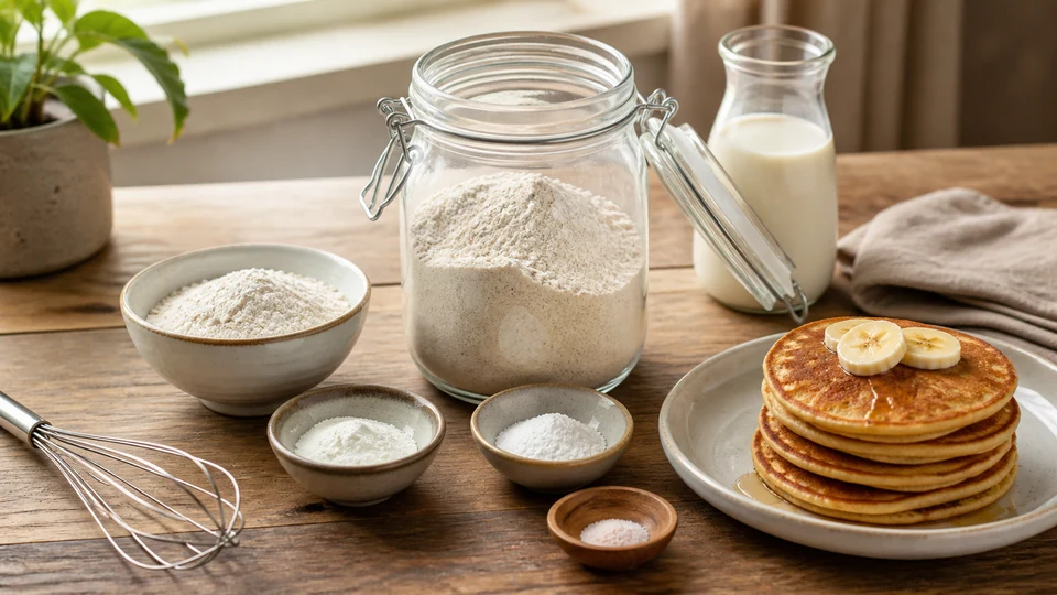 Vegan pancake mix from scratch prepared for Pancakes World.
