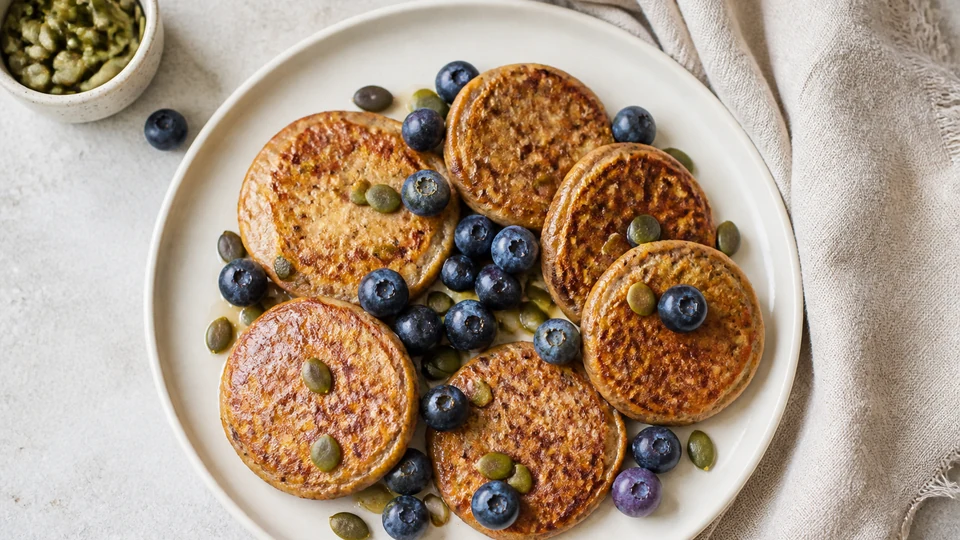 Vegan protein powder pancakes no flour prepared for Pancake World.