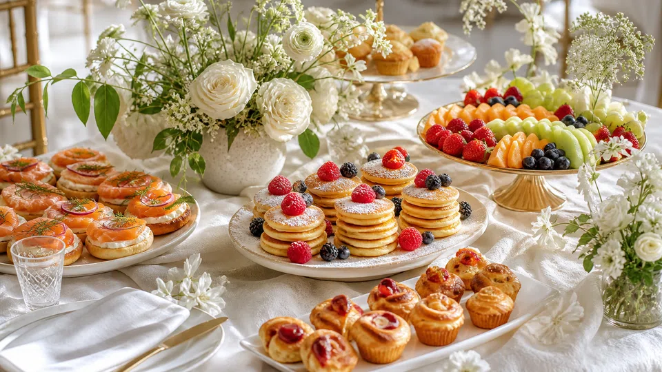 Wedding brunch menu ideas prepared for Pancake World.