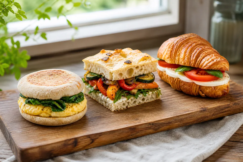 Route-specific breakfast or brunch setting illustrating easy brunch sandwiches